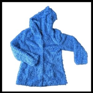 Isaac Mizrahi Live Special Edition Faux Fur Hooded Coat Women's Medium Blue